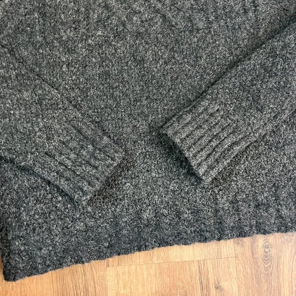 Wallace and Barnes Shetland Wool Fishermans Cable Knit Sweater Gray Sz M - Picture 8 of 9